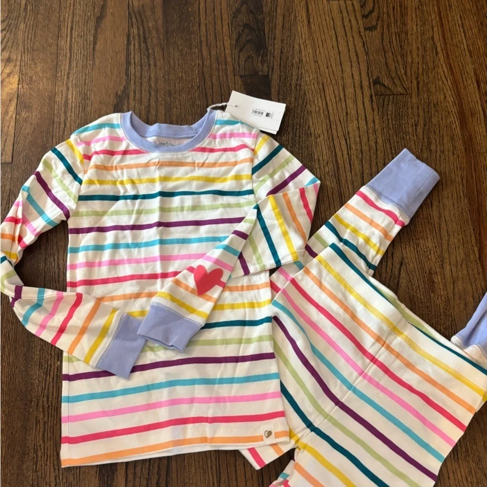 Leigh Tucker Willow rainbow Striped Pajama set NWT